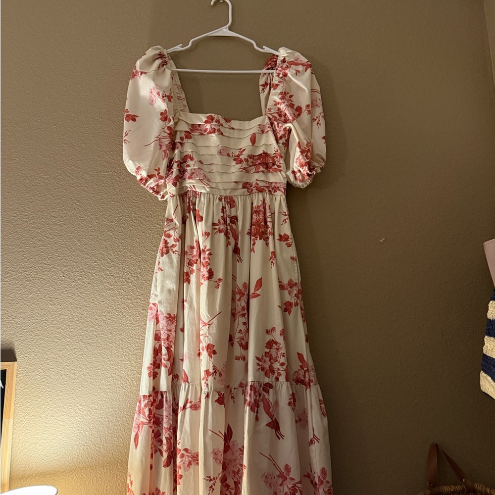 Abercrombie & Fitch Red Floral Long Sleeve Dress